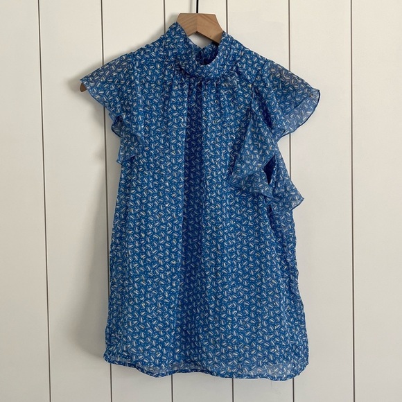 Sabina Musayev High Neck Ruffle Sleeve Top - Picture 1 of 3